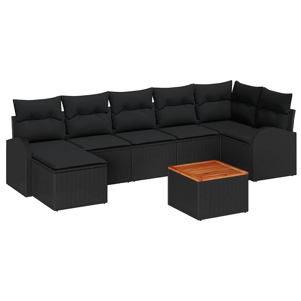 vidaXL Zestaw Sof na Ogród z przechowywaniem 8 pcs Czarny polirattan