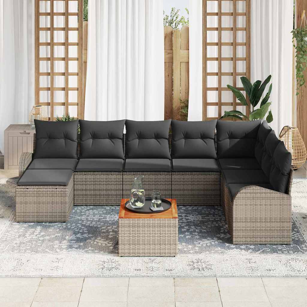 vidaXL Zestaw Sof na Ogród z przechowywaniem 9 pcs Szary polirattan