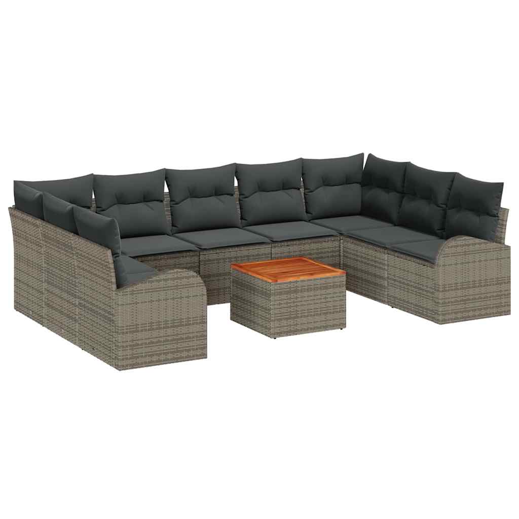 vidaXL Zestaw Sof na Ogród z przechowywaniem 10 pcs Szary polirattan