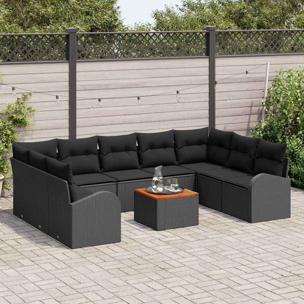 vidaXL Zestaw Sof na Ogród z przechowywaniem 10 pcs Czarny polirattan