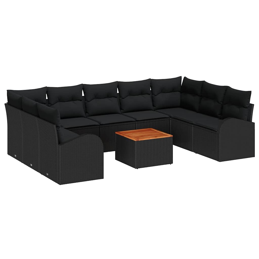 vidaXL Zestaw Sof na Ogród z przechowywaniem 10 pcs Czarny polirattan