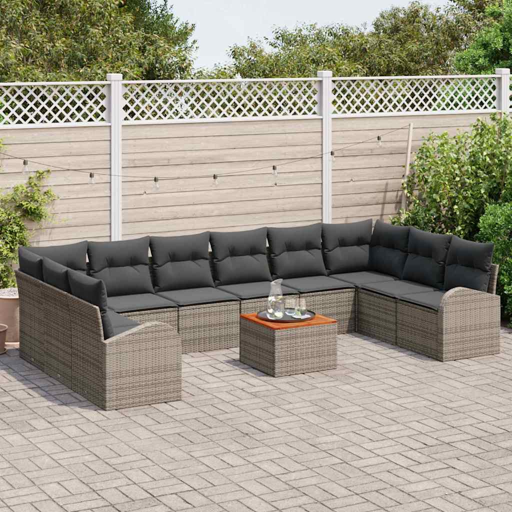 vidaXL Zestaw Sof na Ogród z przechowywaniem 11 pcs Szary polirattan