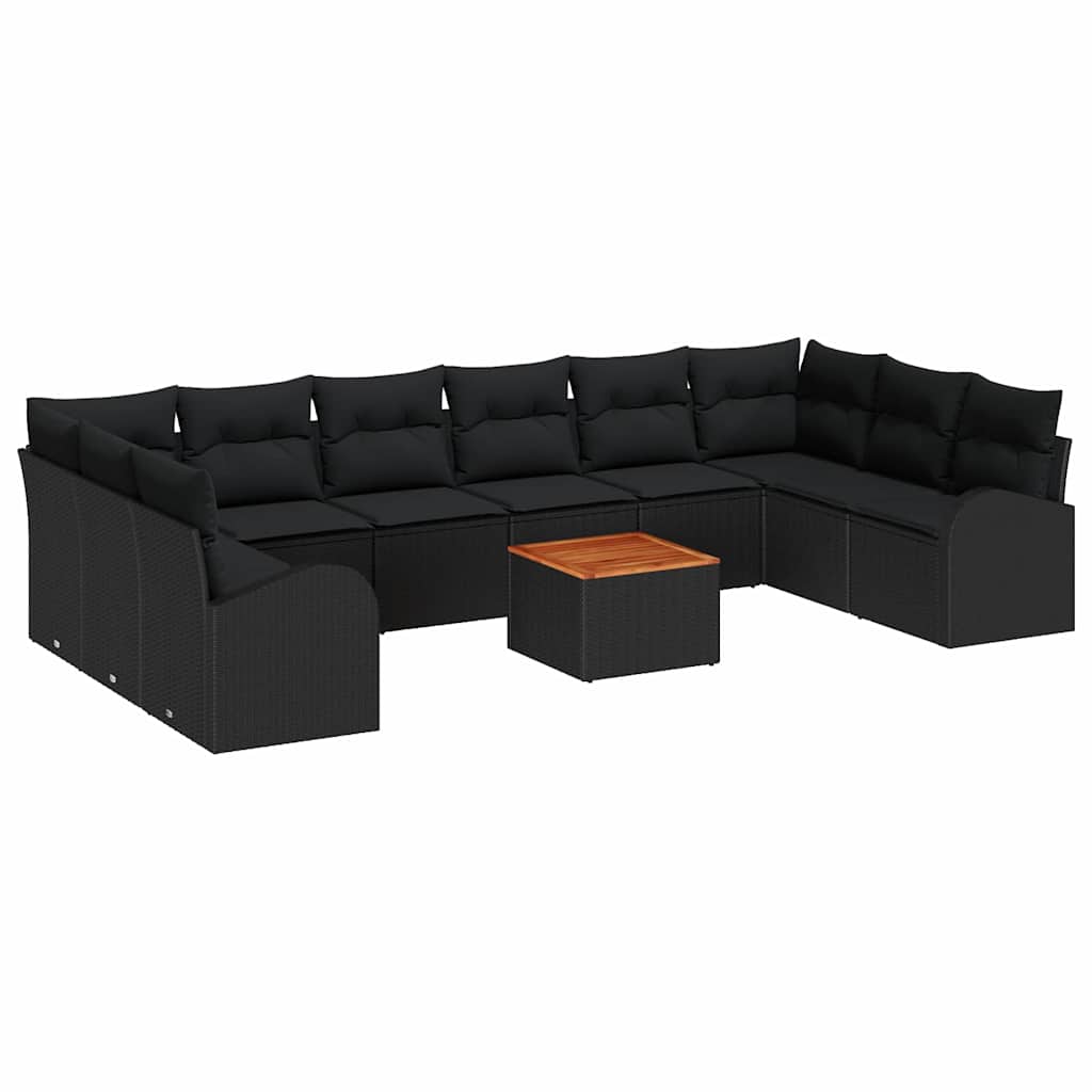 vidaXL Zestaw Sof na Ogród z przechowywaniem 11 pcs Czarny polirattan