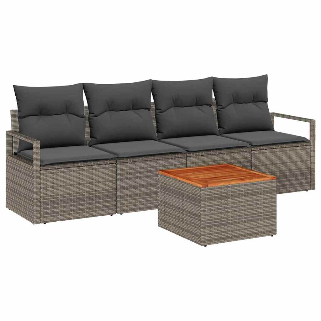 vidaXL Zestaw Sof na Ogród z przechowywaniem 5 pcs Szary polirattan