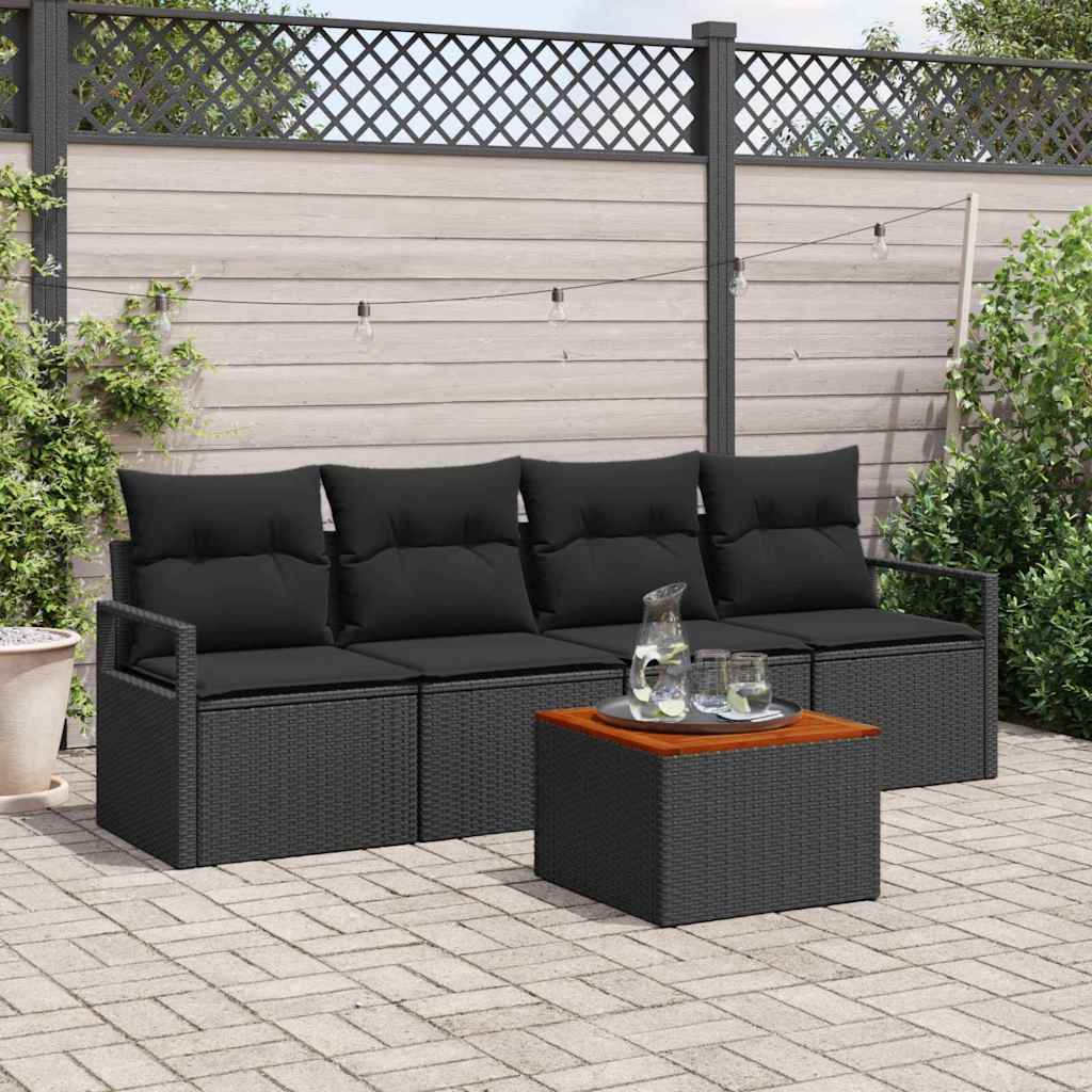 vidaXL Zestaw Sof na Ogród z przechowywaniem 5 pcs Czarny polirattan