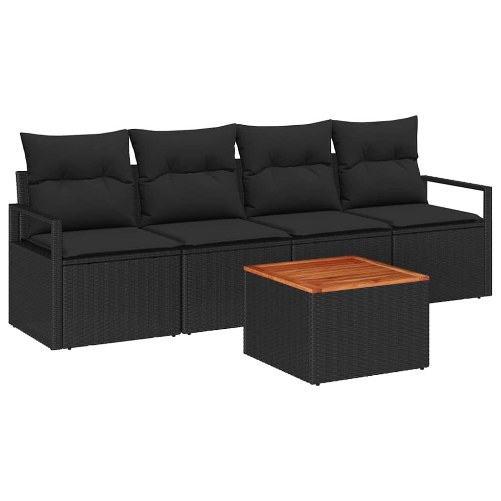 vidaXL Zestaw Sof na Ogród z przechowywaniem 5 pcs Czarny polirattan