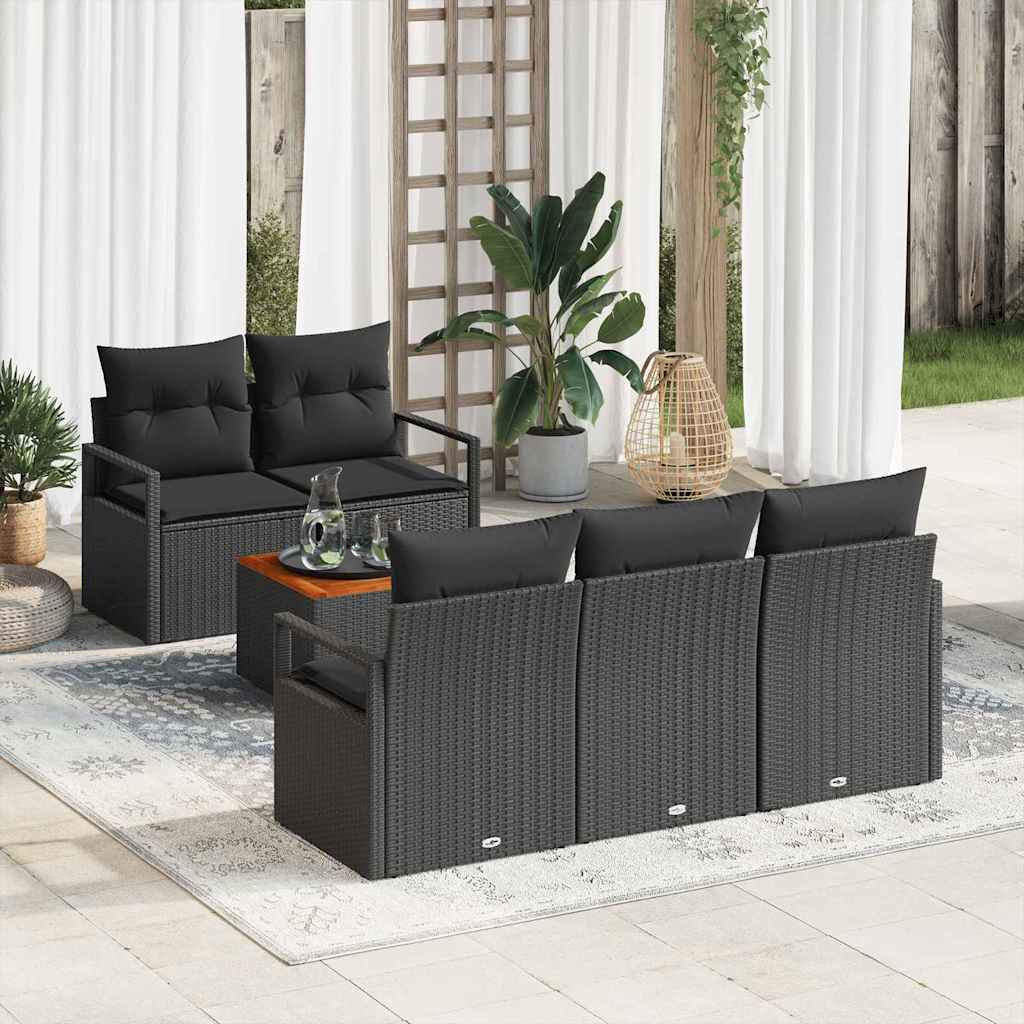 vidaXL Zestaw Sof na Ogród z przechowywaniem 6 pcs Czarny polirattan
