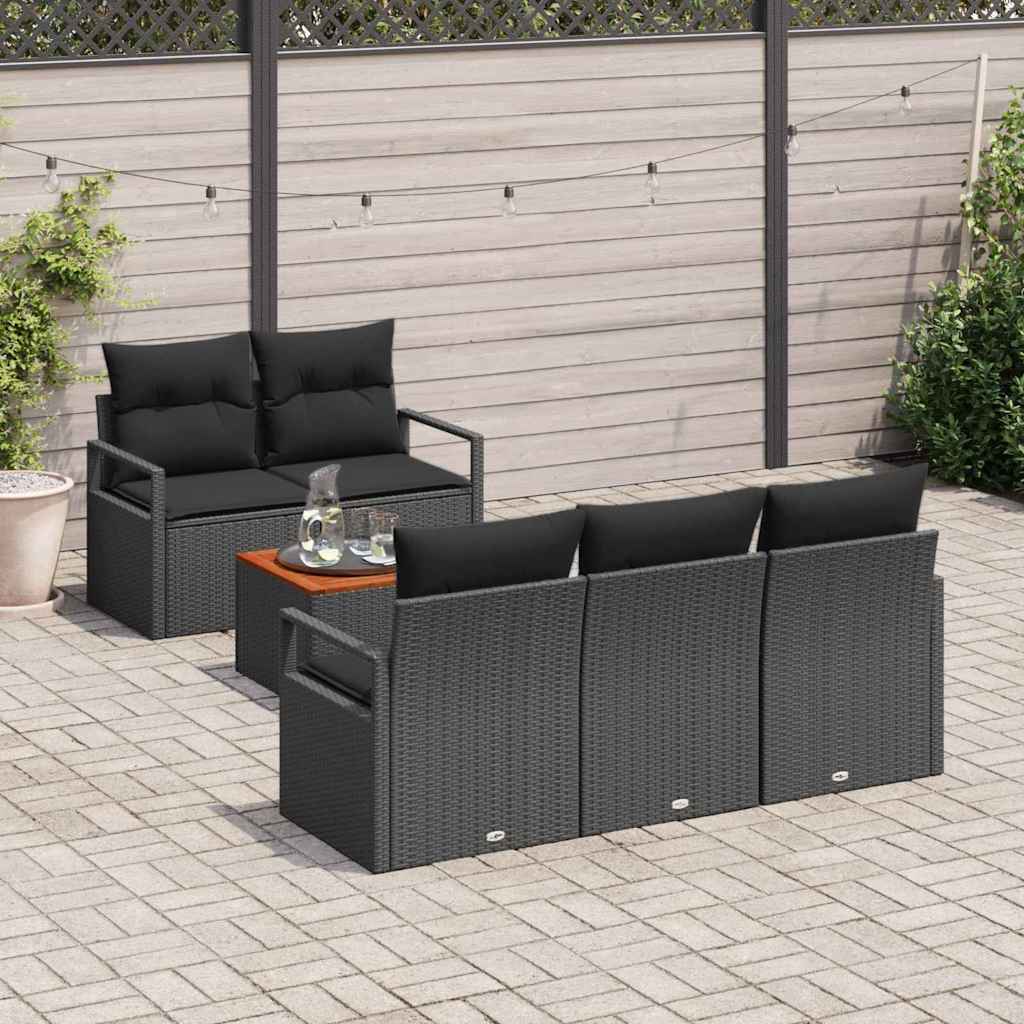 vidaXL Zestaw Sof na Ogród z przechowywaniem 6 pcs Czarny polirattan