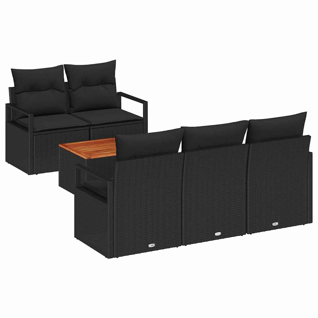 vidaXL Zestaw Sof na Ogród z przechowywaniem 6 pcs Czarny polirattan