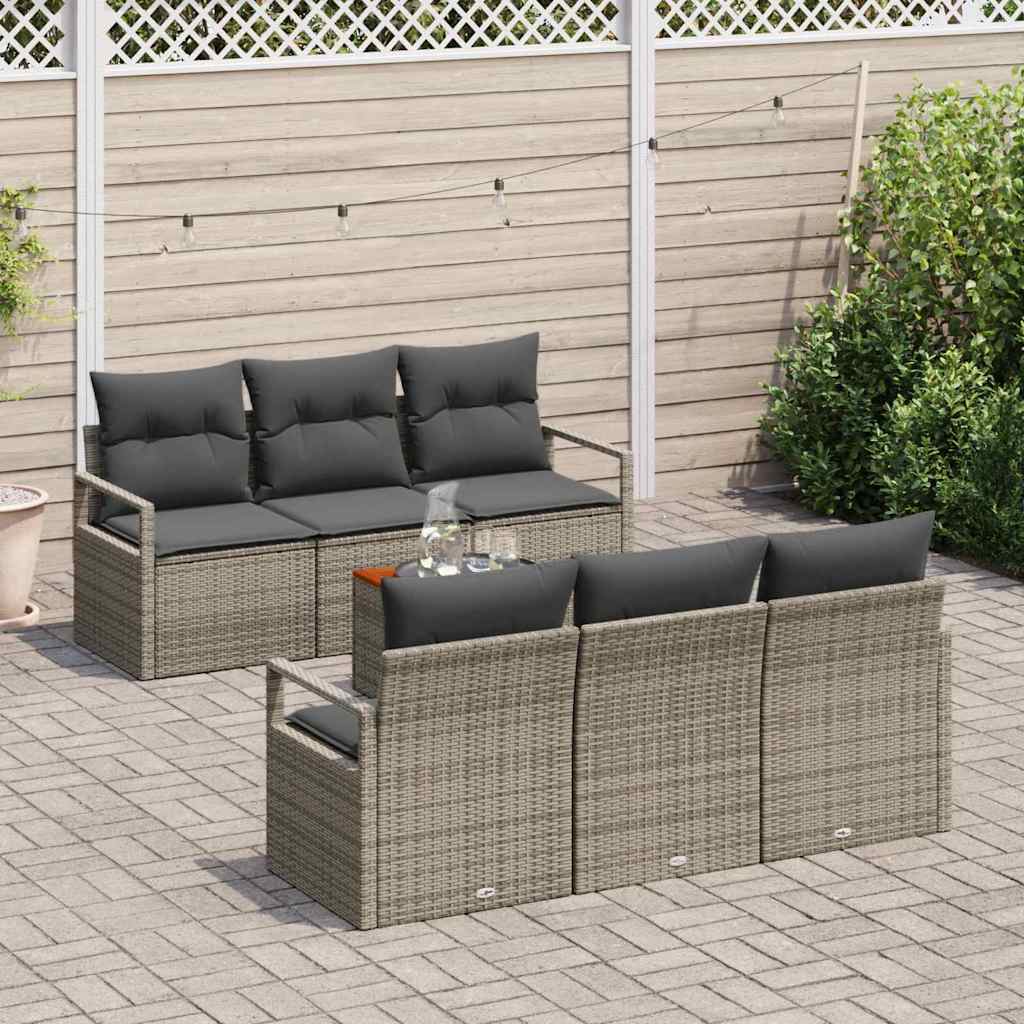 vidaXL Zestaw Sof na Ogród z przechowywaniem 7 pcs Szary polirattan