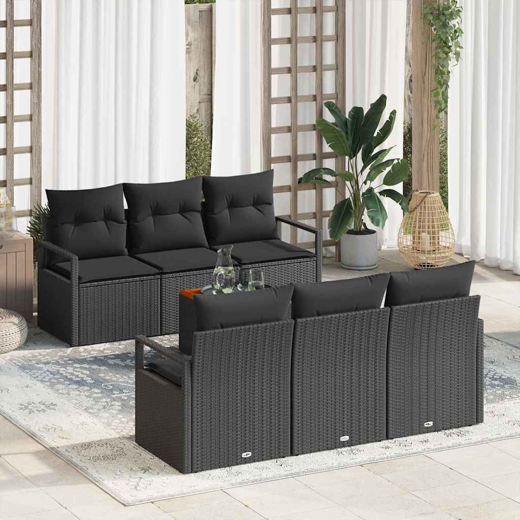 vidaXL Zestaw Sof na Ogród z przechowywaniem 7 pcs Czarny polirattan