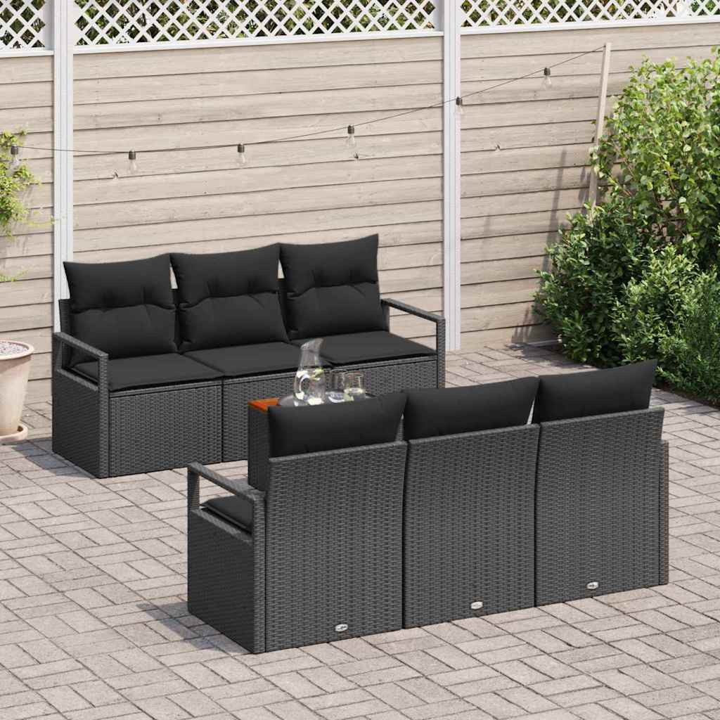 vidaXL Zestaw Sof na Ogród z przechowywaniem 7 pcs Czarny polirattan