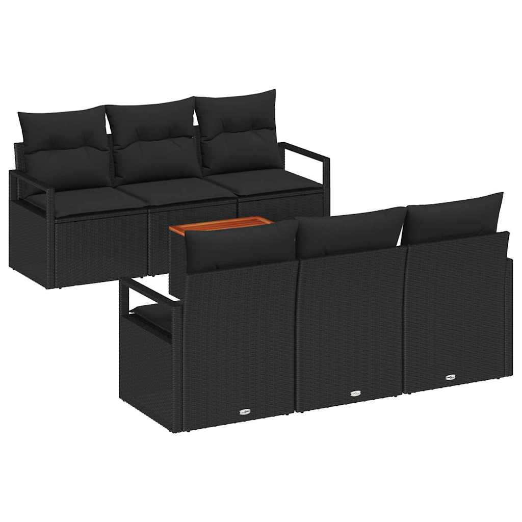 vidaXL Zestaw Sof na Ogród z przechowywaniem 7 pcs Czarny polirattan