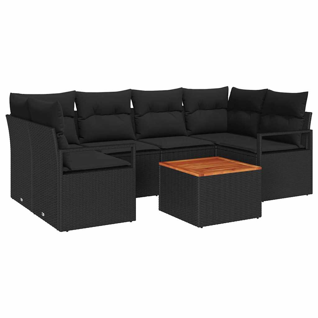 vidaXL Zestaw Sof na Ogród z przechowywaniem 7 pcs Czarny polirattan