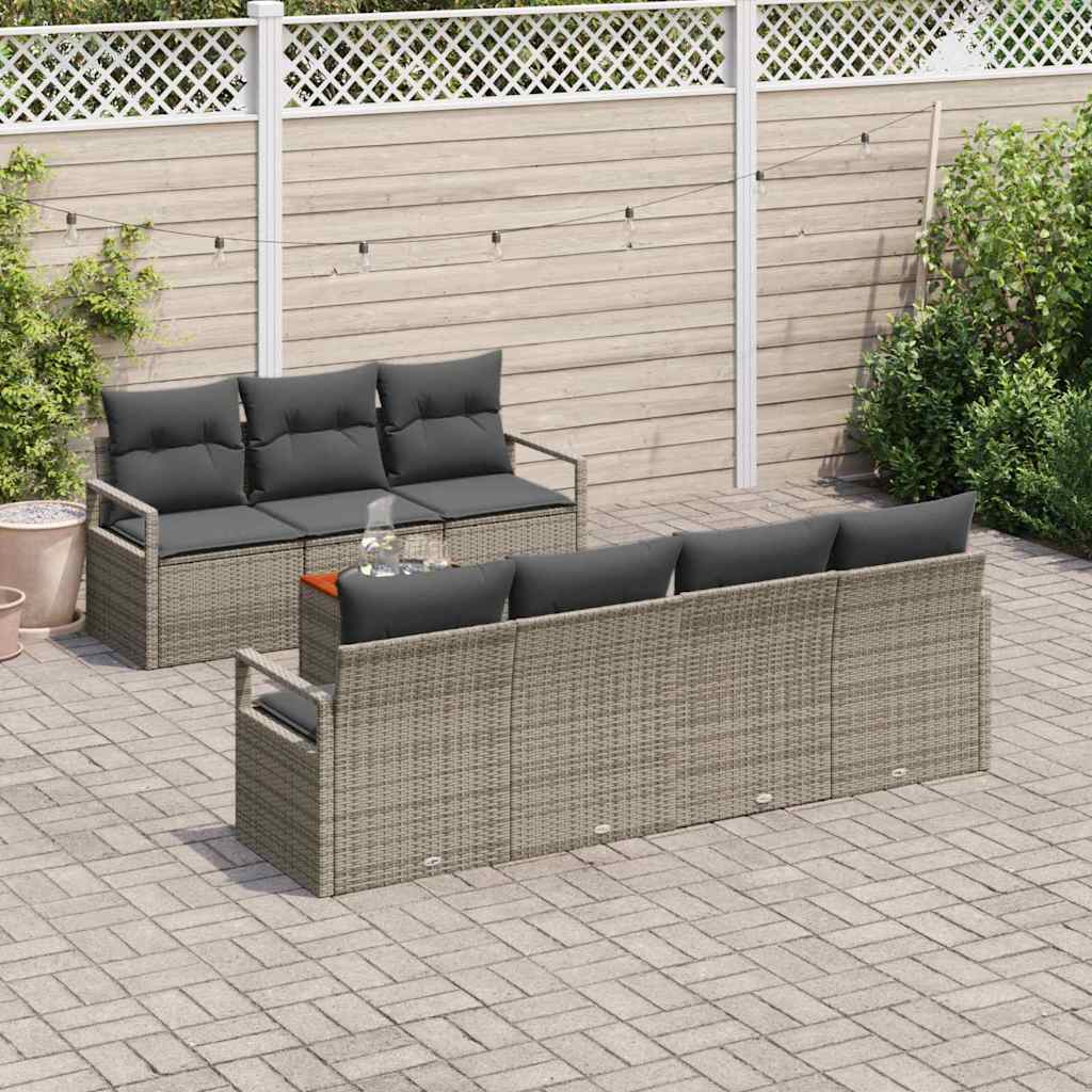 vidaXL Zestaw Sof na Ogród z przechowywaniem 8 pcs Szary polirattan
