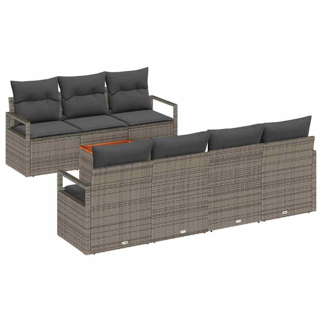 vidaXL Zestaw Sof na Ogród z przechowywaniem 8 pcs Szary polirattan