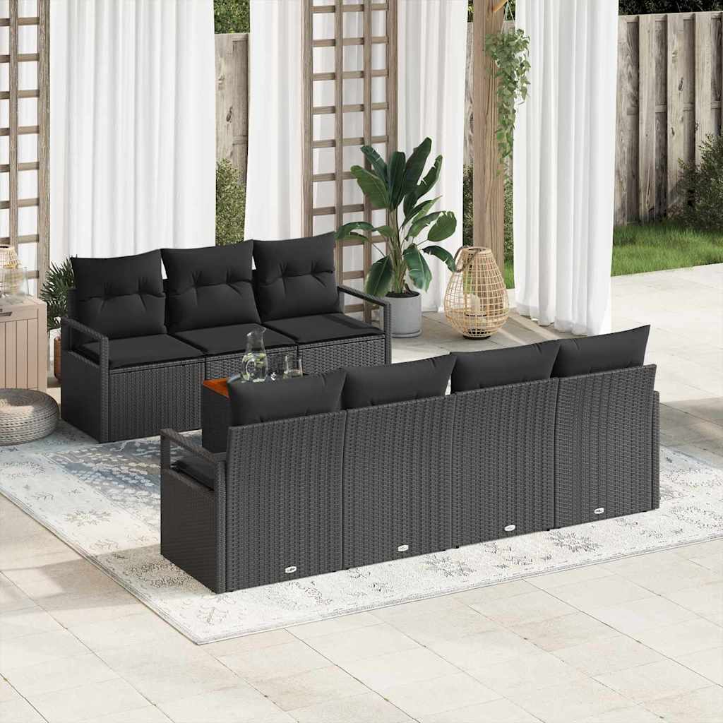 vidaXL Zestaw Sof na Ogród z przechowywaniem 8 pcs Czarny polirattan
