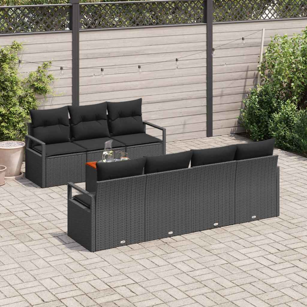 vidaXL Zestaw Sof na Ogród z przechowywaniem 8 pcs Czarny polirattan