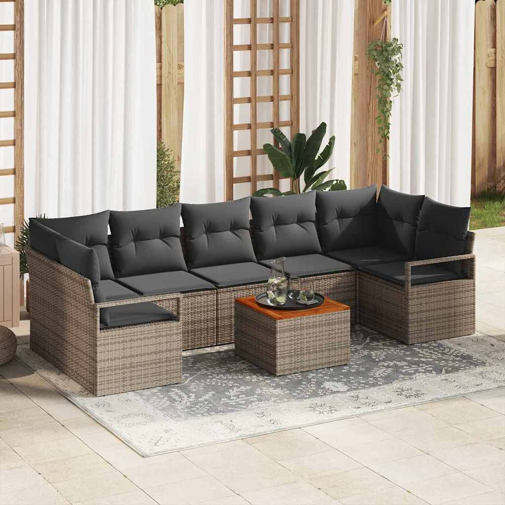 vidaXL Zestaw Sof na Ogród z przechowywaniem 8 pcs Szary polirattan