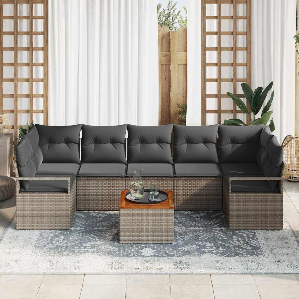 vidaXL Zestaw Sof na Ogród z przechowywaniem 8 pcs Szary polirattan