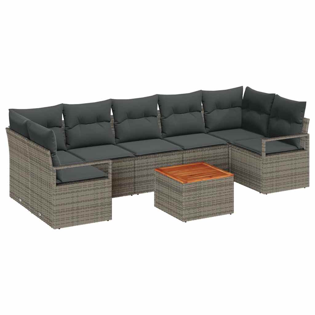 vidaXL Zestaw Sof na Ogród z przechowywaniem 8 pcs Szary polirattan