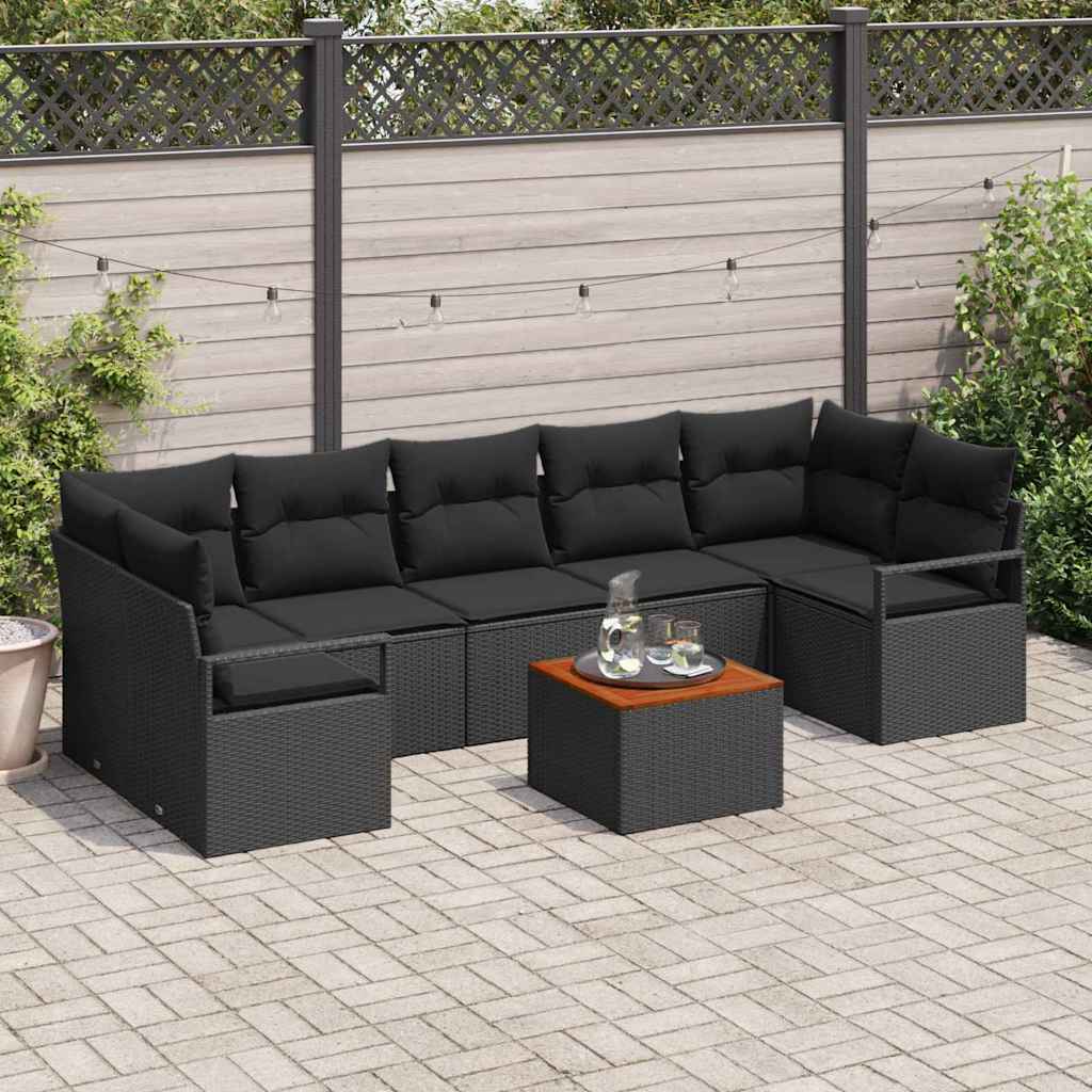 vidaXL Zestaw Sof na Ogród z przechowywaniem 8 pcs Czarny polirattan