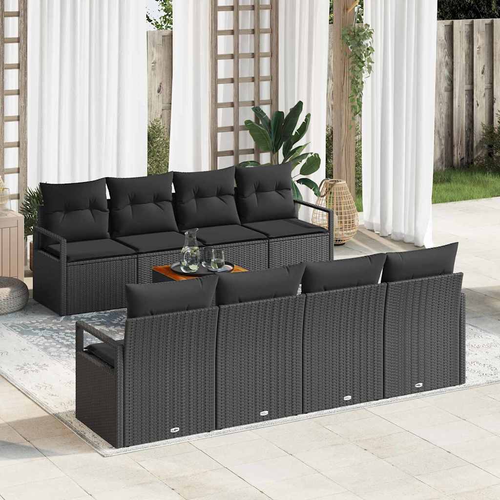 vidaXL Zestaw Sof na Ogród z przechowywaniem 9 pcs Czarny polirattan