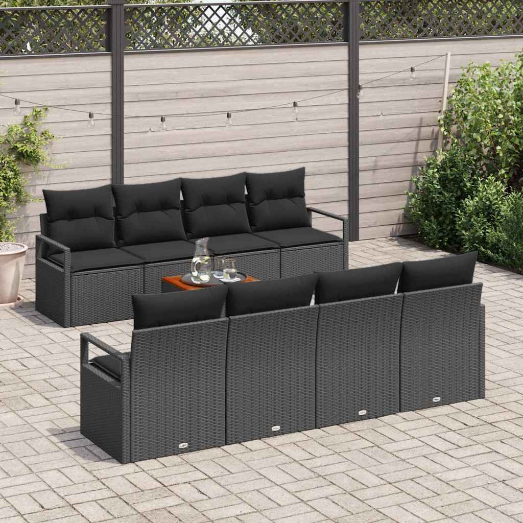 vidaXL Zestaw Sof na Ogród z przechowywaniem 9 pcs Czarny polirattan