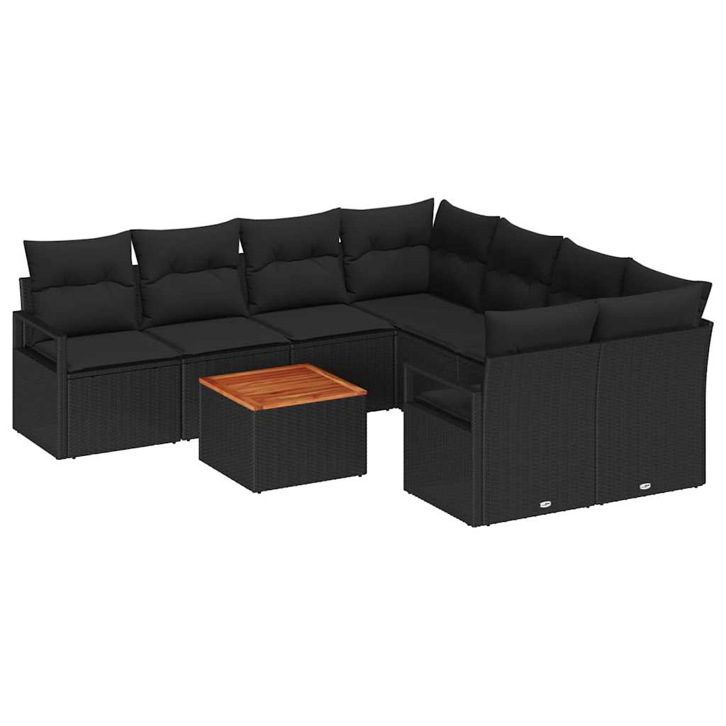 vidaXL Zestaw Sof na Ogród z przechowywaniem 9 pcs Czarny polirattan