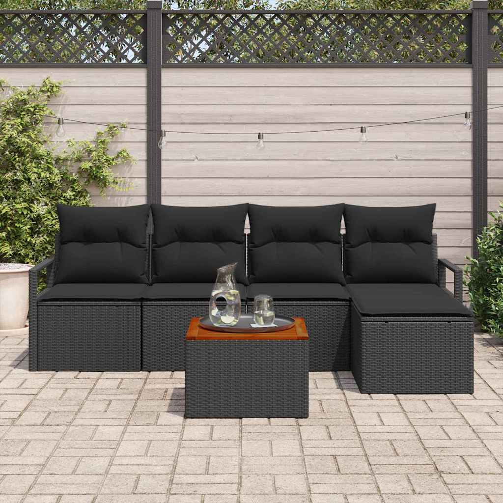 vidaXL Zestaw Sof na Ogród z przechowywaniem 6 pcs Czarny polirattan