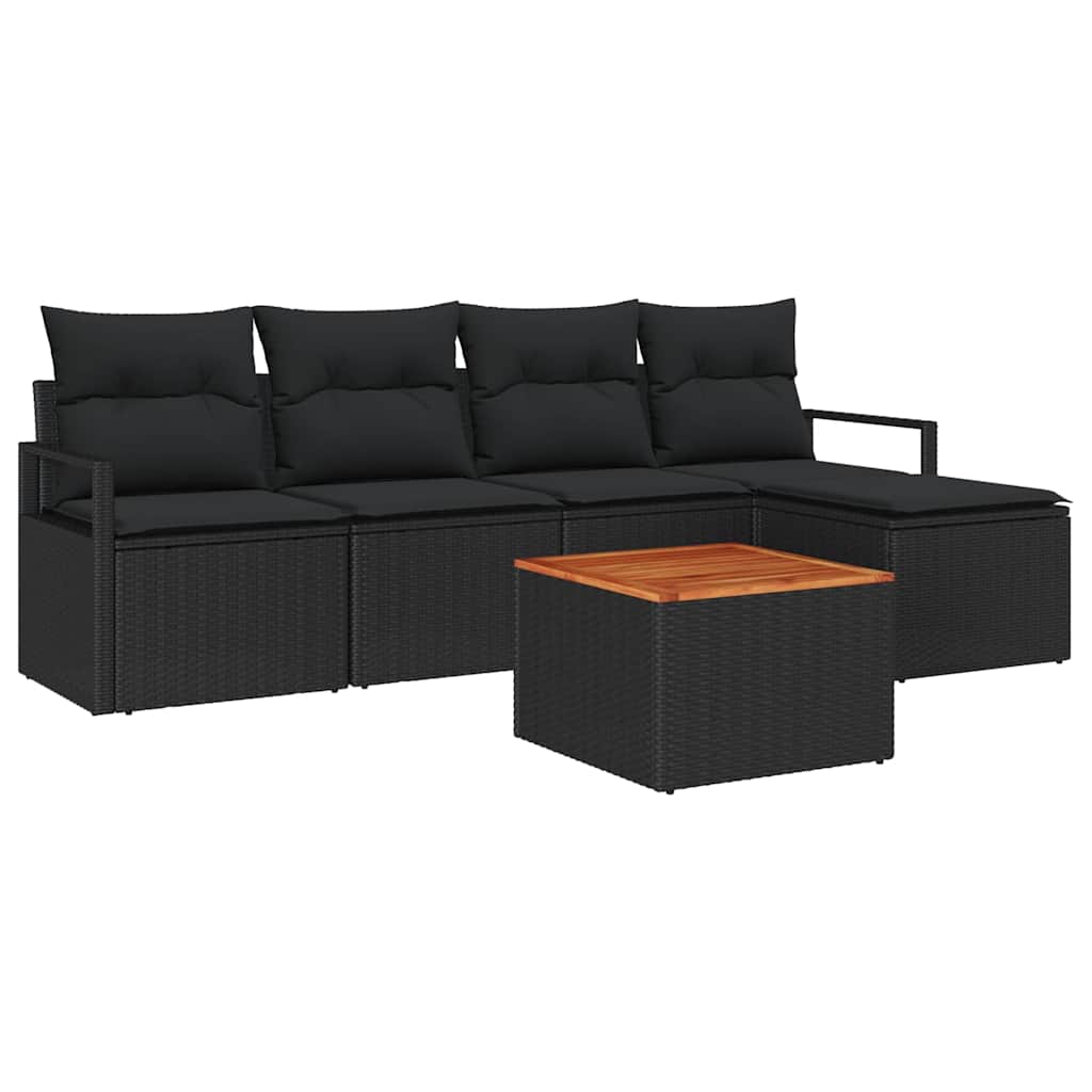 vidaXL Zestaw Sof na Ogród z przechowywaniem 6 pcs Czarny polirattan