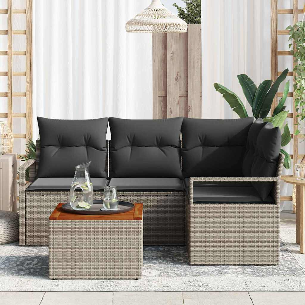 vidaXL Zestaw Sof na Ogród z przechowywaniem 5 pcs Szary polirattan