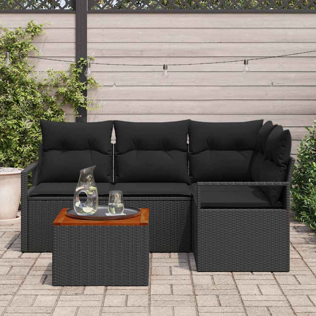 vidaXL Zestaw Sof na Ogród z przechowywaniem 5 pcs Czarny polirattan