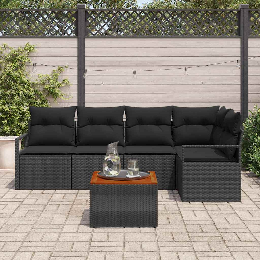 vidaXL Zestaw Sof na Ogród z przechowywaniem 6 pcs Czarny polirattan