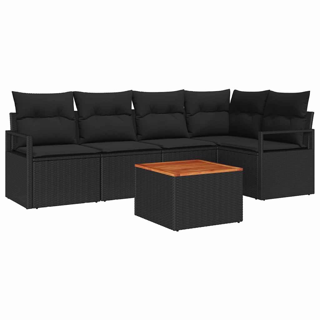 vidaXL Zestaw Sof na Ogród z przechowywaniem 6 pcs Czarny polirattan