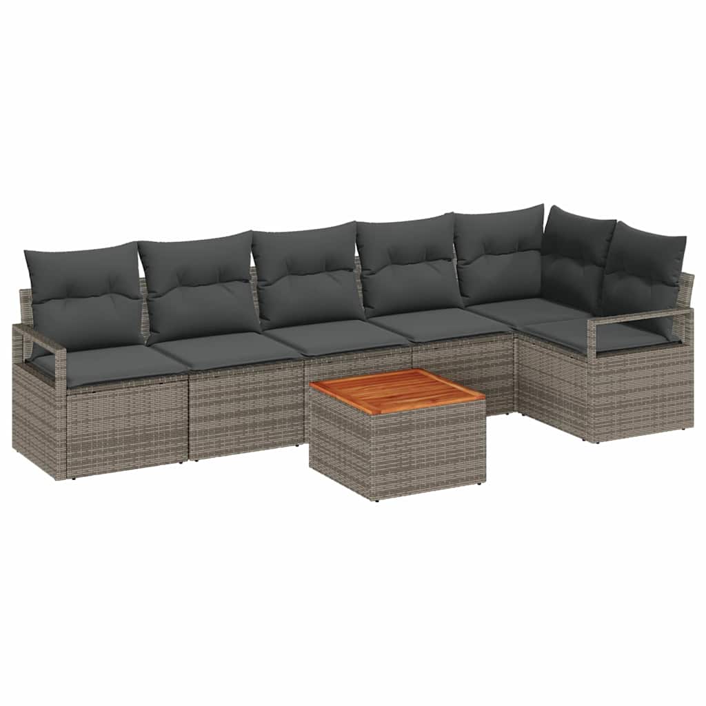 vidaXL Zestaw Sof na Ogród z przechowywaniem 7 pcs Szary polirattan
