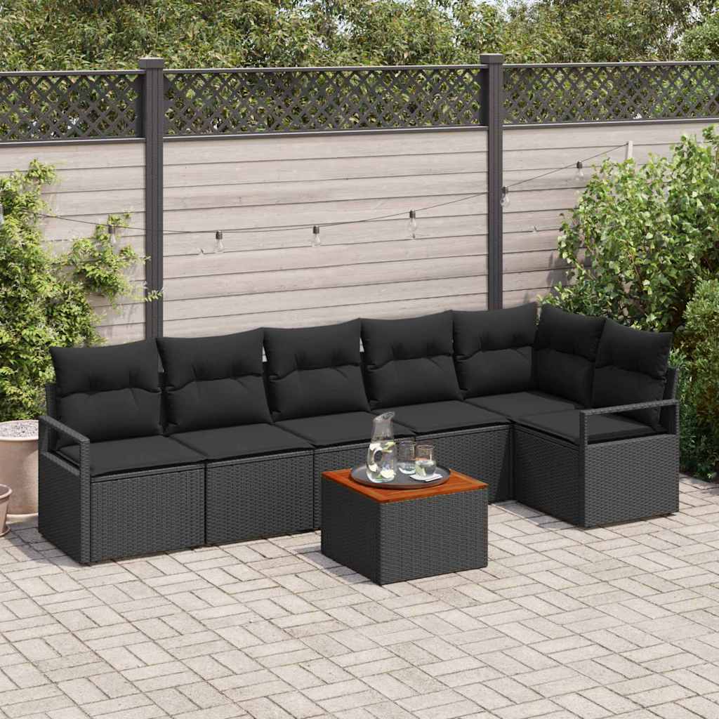 vidaXL Zestaw Sof na Ogród z przechowywaniem 7 pcs Czarny polirattan