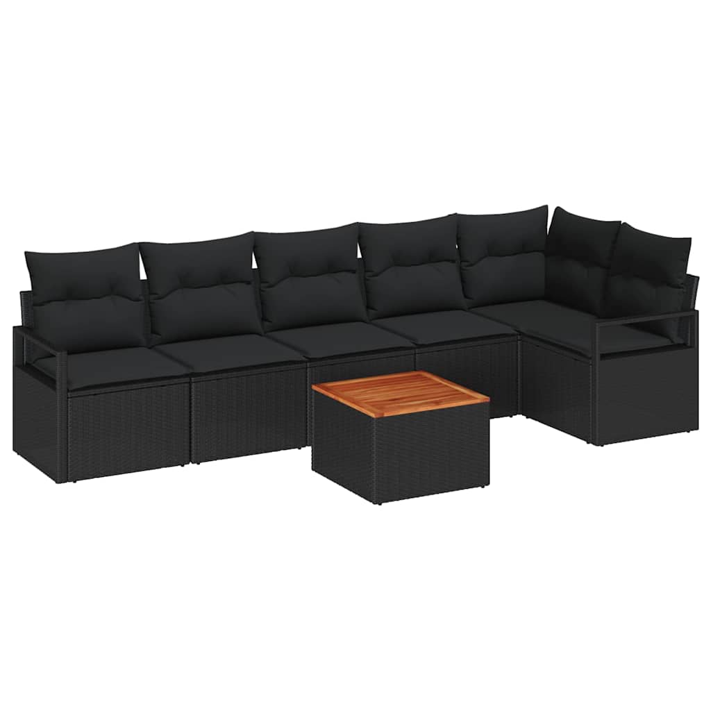 vidaXL Zestaw Sof na Ogród z przechowywaniem 7 pcs Czarny polirattan