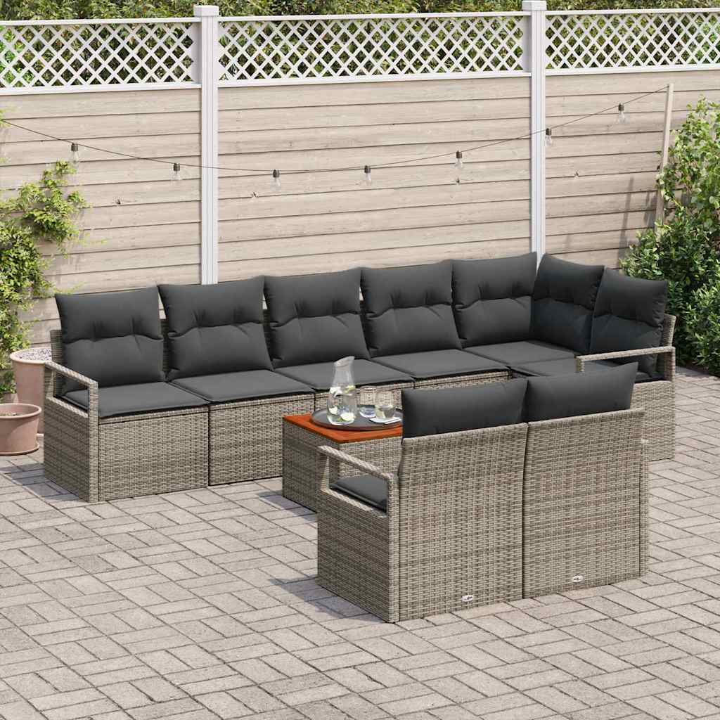 vidaXL Zestaw Sof na Ogród z przechowywaniem 9 pcs Szary polirattan