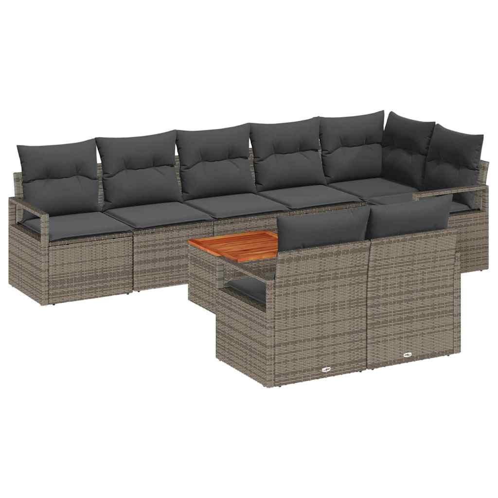 vidaXL Zestaw Sof na Ogród z przechowywaniem 9 pcs Szary polirattan