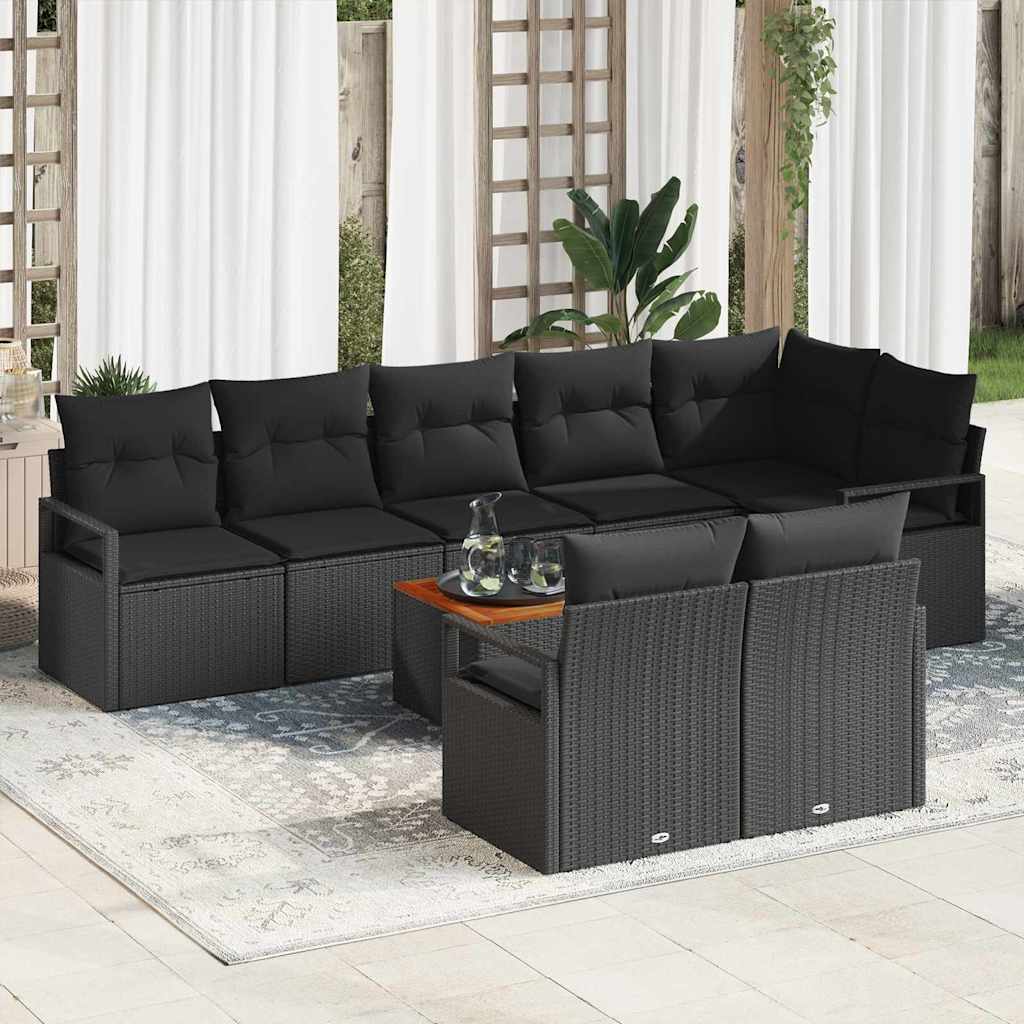 vidaXL Zestaw Sof na Ogród z przechowywaniem 9 pcs Czarny polirattan