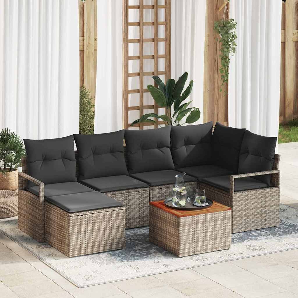vidaXL Zestaw Sof na Ogród z przechowywaniem 7 pcs Szary polirattan