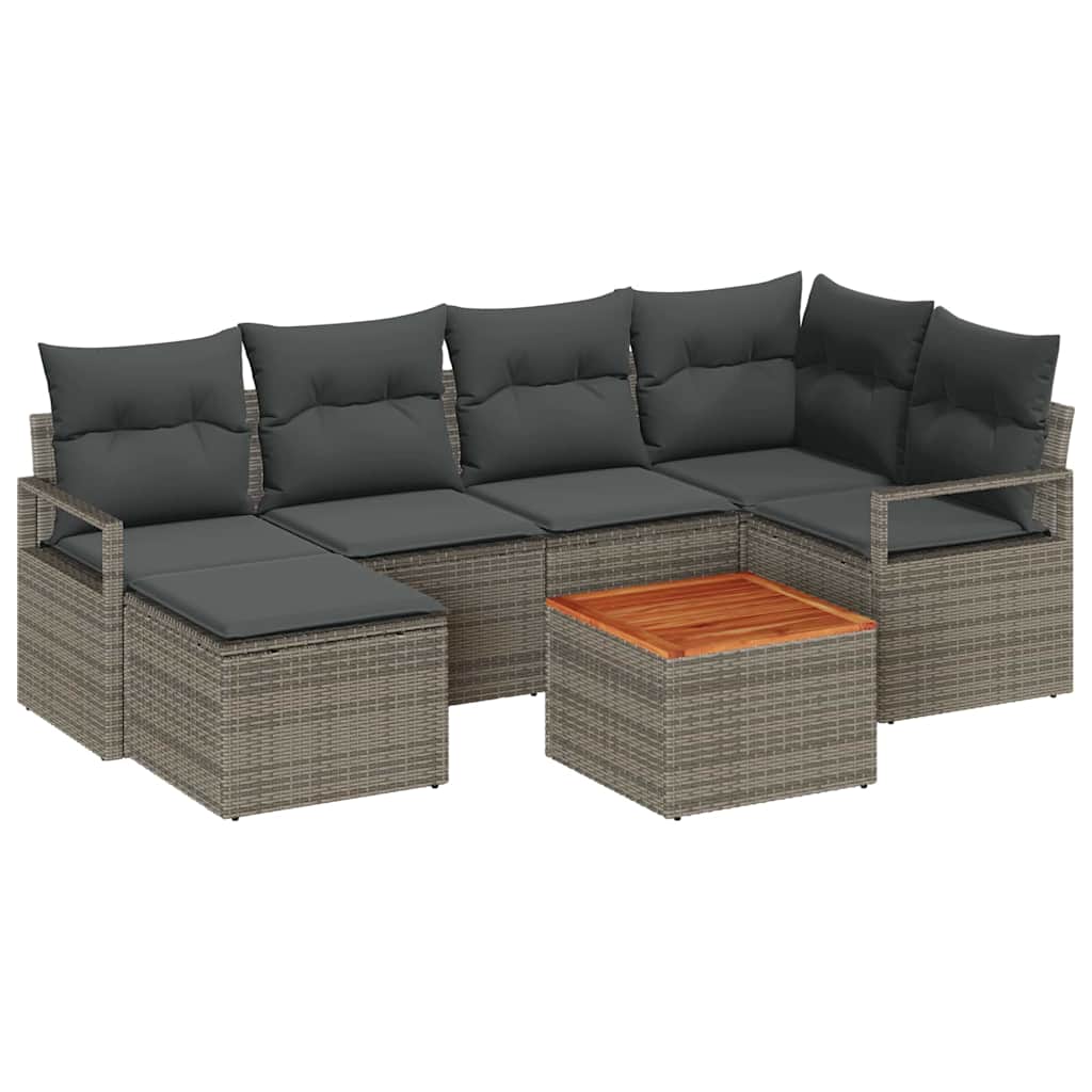 vidaXL Zestaw Sof na Ogród z przechowywaniem 7 pcs Szary polirattan