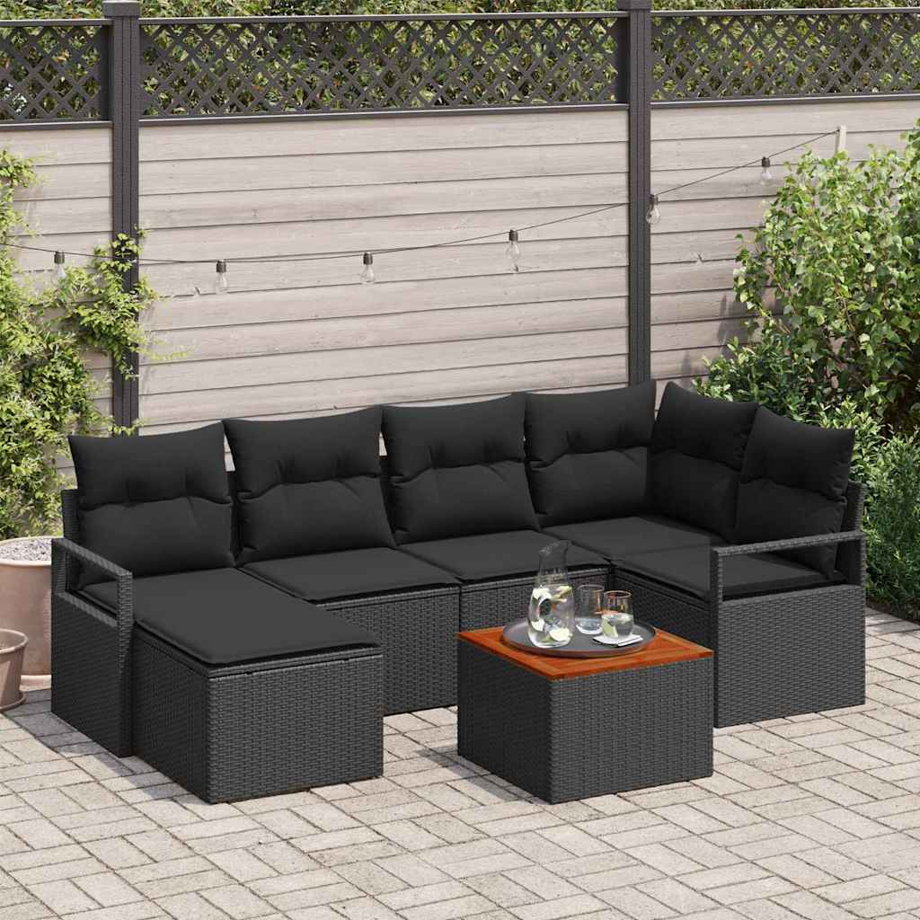 vidaXL Zestaw Sof na Ogród z przechowywaniem 7 pcs Czarny polirattan