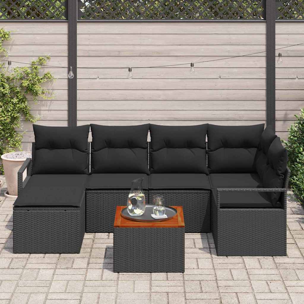 vidaXL Zestaw Sof na Ogród z przechowywaniem 7 pcs Czarny polirattan