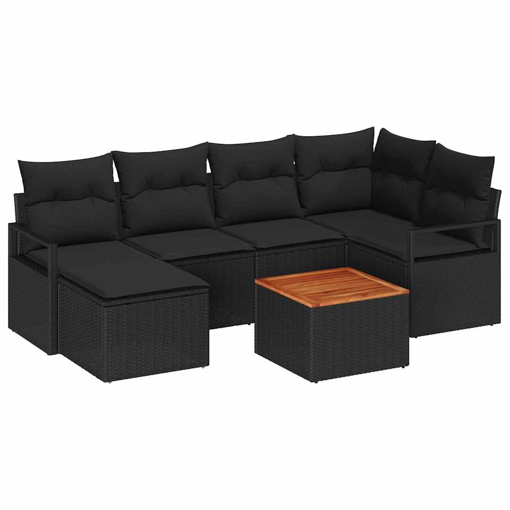vidaXL Zestaw Sof na Ogród z przechowywaniem 7 pcs Czarny polirattan
