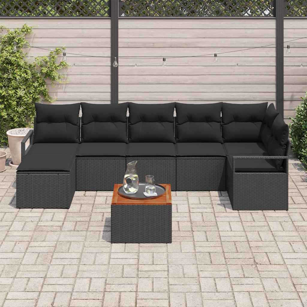 vidaXL Zestaw Sof na Ogród z przechowywaniem 8 pcs Czarny polirattan