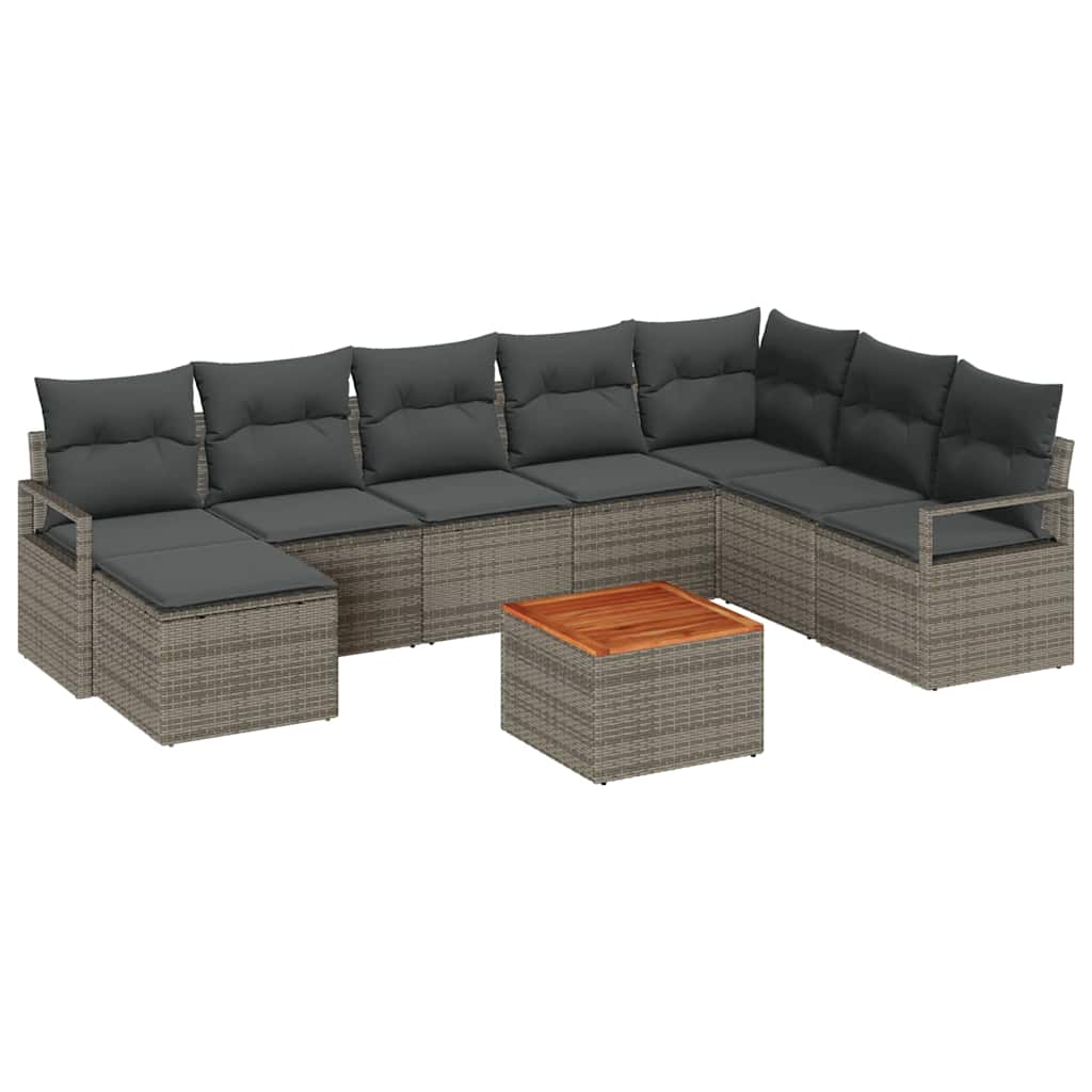 vidaXL Zestaw Sof na Ogród z przechowywaniem 9 pcs Szary polirattan