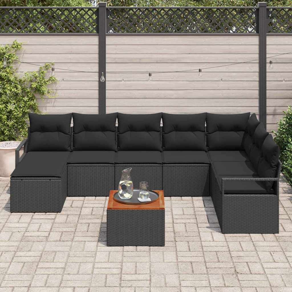 vidaXL Zestaw Sof na Ogród z przechowywaniem 9 pcs Czarny polirattan
