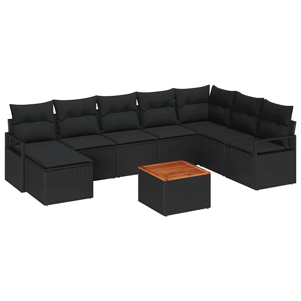 vidaXL Zestaw Sof na Ogród z przechowywaniem 9 pcs Czarny polirattan
